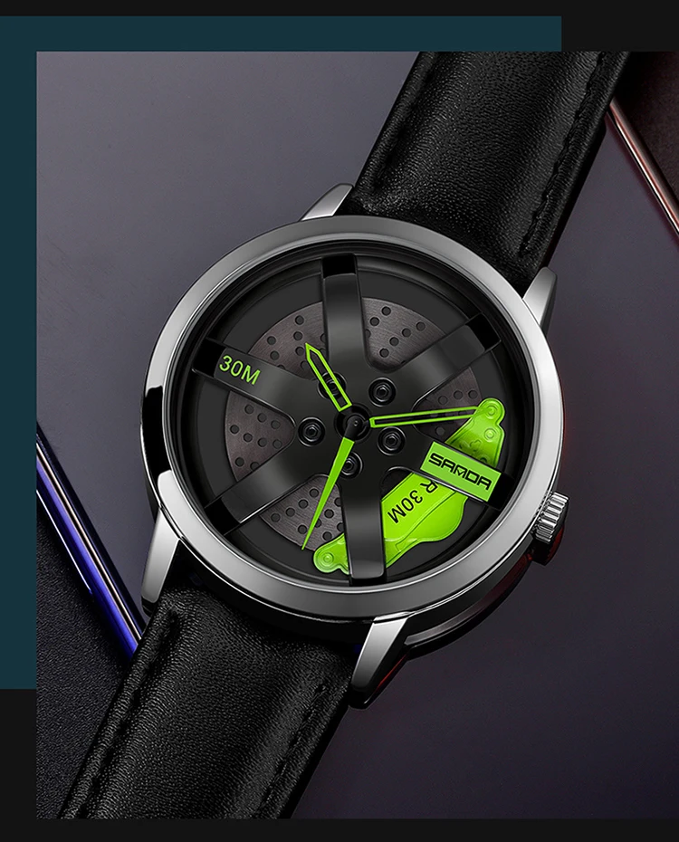 “TimeRacer” Montre à Quartz pour hommes, roue rotative, fermoir magnétique, rotation à 360