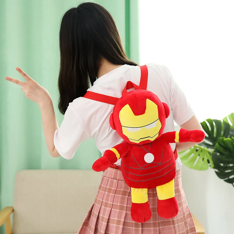 42cm cute cartoon plush toy Captain America Spider-Man Iron Man filled plush toy backpack bag high quality children birthday gif