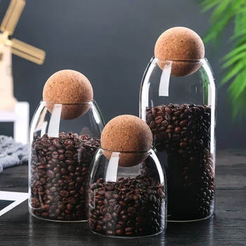 

Glass Storage Jars Crative Tea Cans Airtight Cork Glass Jars Coffee Beans Dried Fruit Storage Box Cans for Storing Cereals