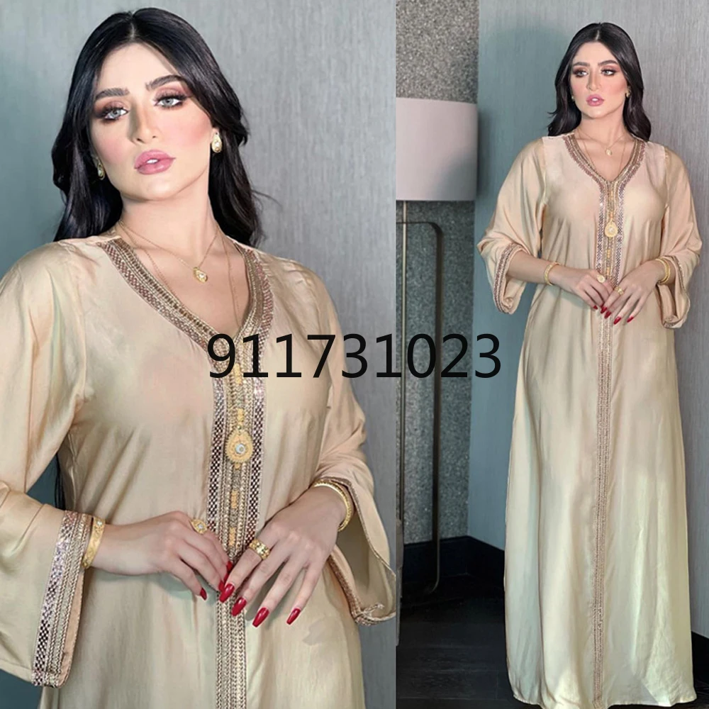 Moroccan Caftan Evening Gowns Muslim Abaya Dubai 2021 Women Flannel Dresses Long Sleeve Pakistani Robe Arabe Islamic Clothing |