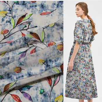 

100% Mulberry silk crepe de chine fabric cloth material 138cm width 16mm printed soft clothing shirt dress sewing fabric