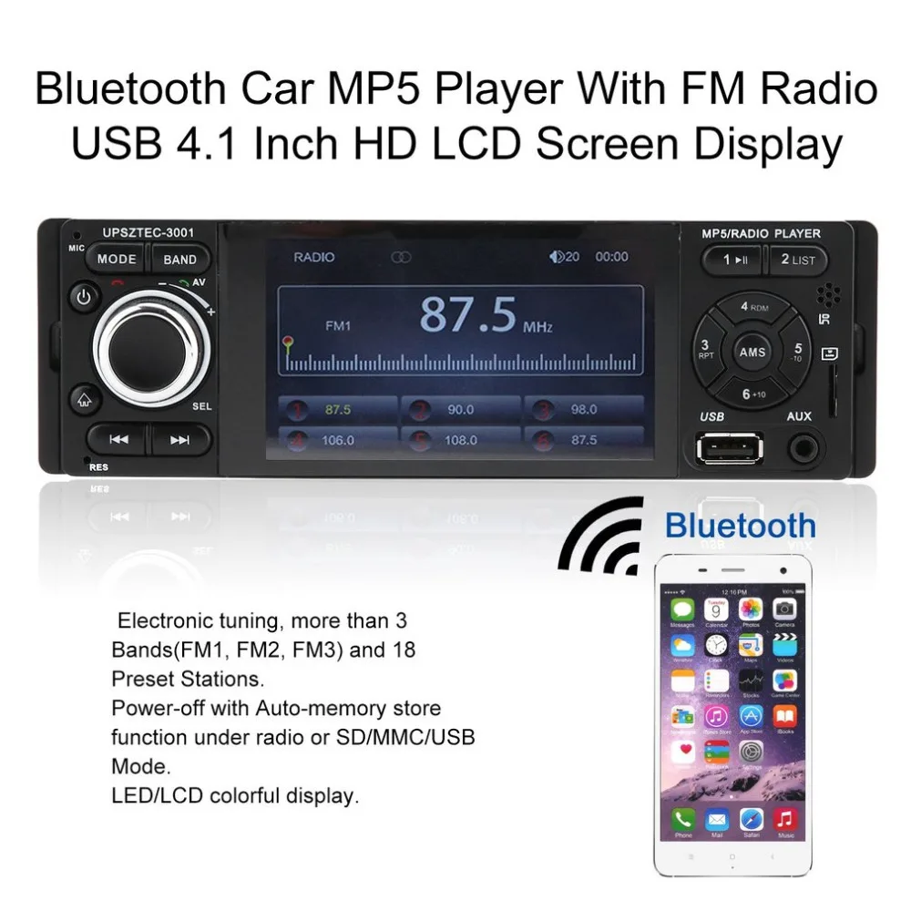 Горячий стиль Bluetooth Автомобильный MP5 плеер с fm-радио приемник USB беспроводной пульт дистанционного управления черный 4,1 дюймов HD ЖК-экран дисплей