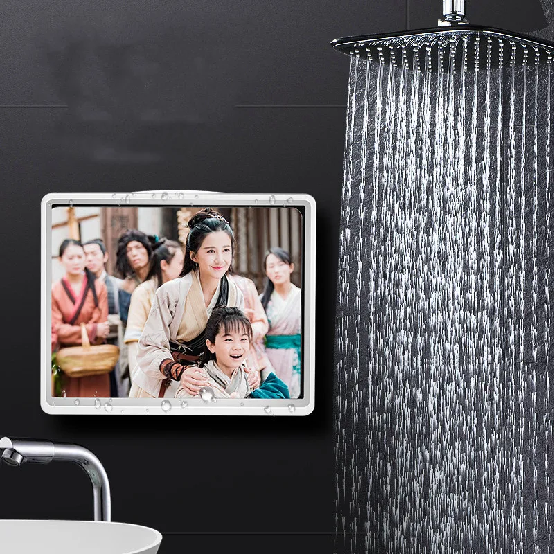 Rotating Waterproof Bathroom Wall Mounted Ipad Tablet Holder Box Touch Screen Bathing Sealing Storage Case Shower Bracket 2