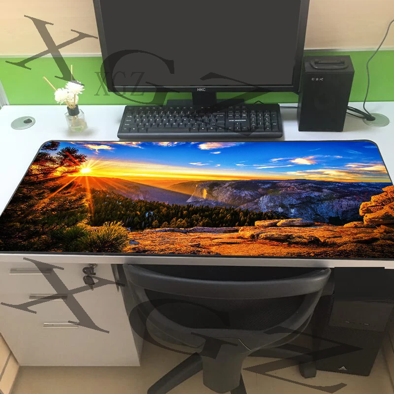 XGZ Large Anime Game Mouse Pad Black Lock-edge Beautiful Mountain Sunset Office Computer Desk Mat Slip Lol Csgo  Player Xxl