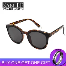 San FF, роскошные женские поляризованные солнцезащитные очки, ретро очки, леопардовые солнцезащитные очки, металлическая оправа, круглые очки, очки
