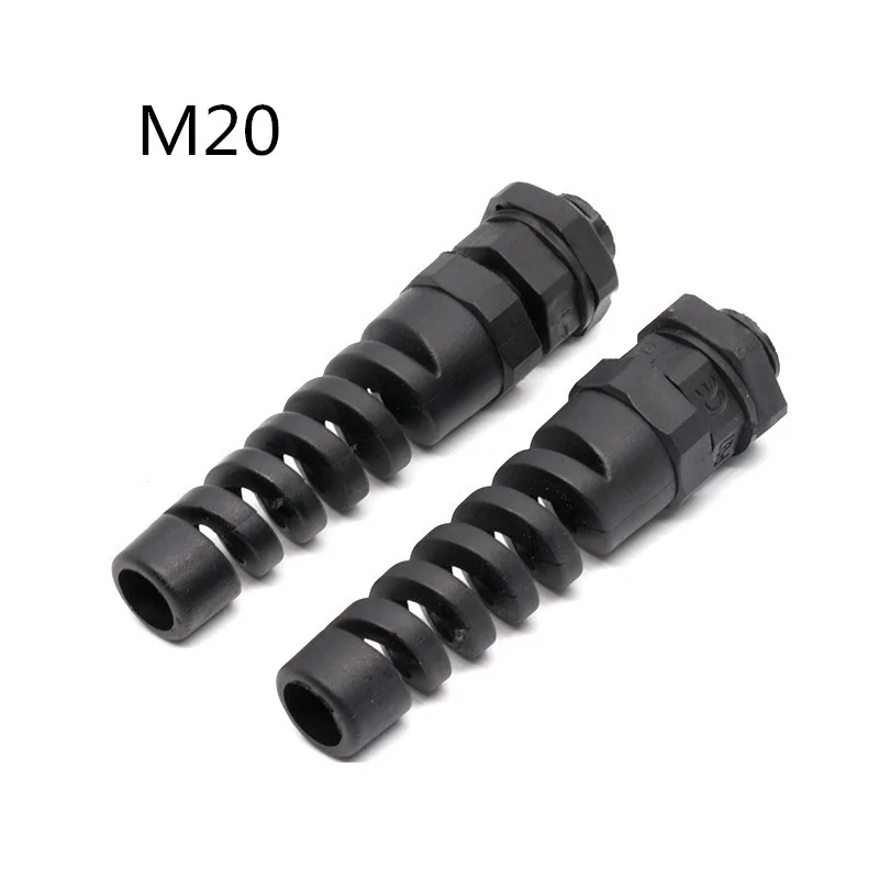 M20 5 шт. водонепроницаемый M12 PG7 Кабельные сальники разъемы анти-изгиб пластиковые проводки трубопровода спираль натяжения предохранительный кабель протектор IP68 - Цвет: M20