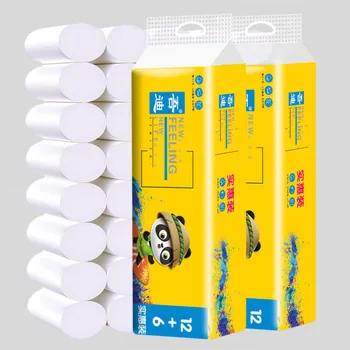 

18 Roll/bag 4 Ply White Toilet Paper Soft Highly Absorbent Toilet Tissue Soft Hand Towels Paper Skin-friendly Towels Tissue Z1