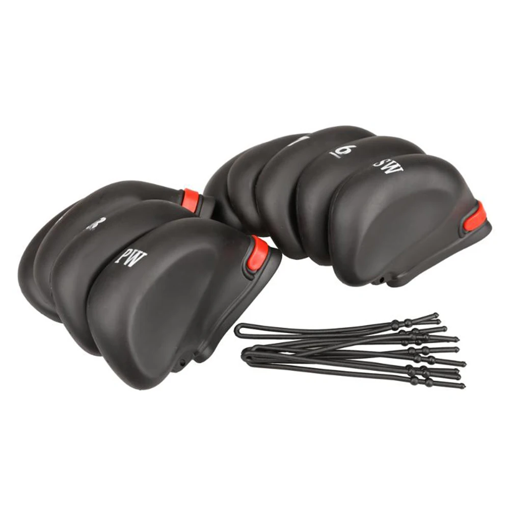 

9pcs PVC Portable Number Printed Iron Putter Outdoor Golf Club Cover Reusable Accessories Head Protector Black Elastic Universal