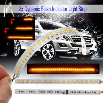

2pcs Car Light Strip Dynamic LED Side Turn Signal Indicator 18cm Exterior Waterproof Amber LED Car Dynamic Flash Light Strip