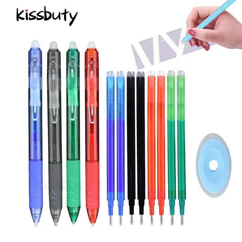 0.7mm Magic Erasable Pen Press Gel Pen Set 8 Colors Erasable Refill Rod Gel Ink Stationery Retractable Pens Washable Handle Rod - Image 2