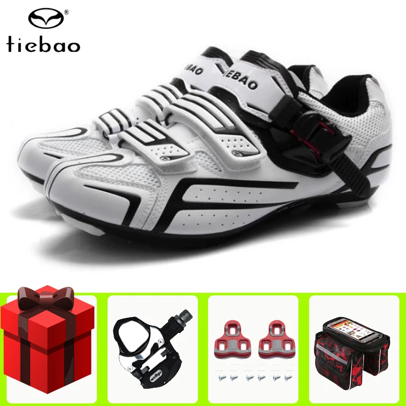 add all Tiebao pro велосипедная обувь дорожная белая мужская и женская с набором педалей самоблокирующаяся велосипедная обувь для верховой езды суперзвезда спортивные велосипедные кроссовки - Цвет: add all