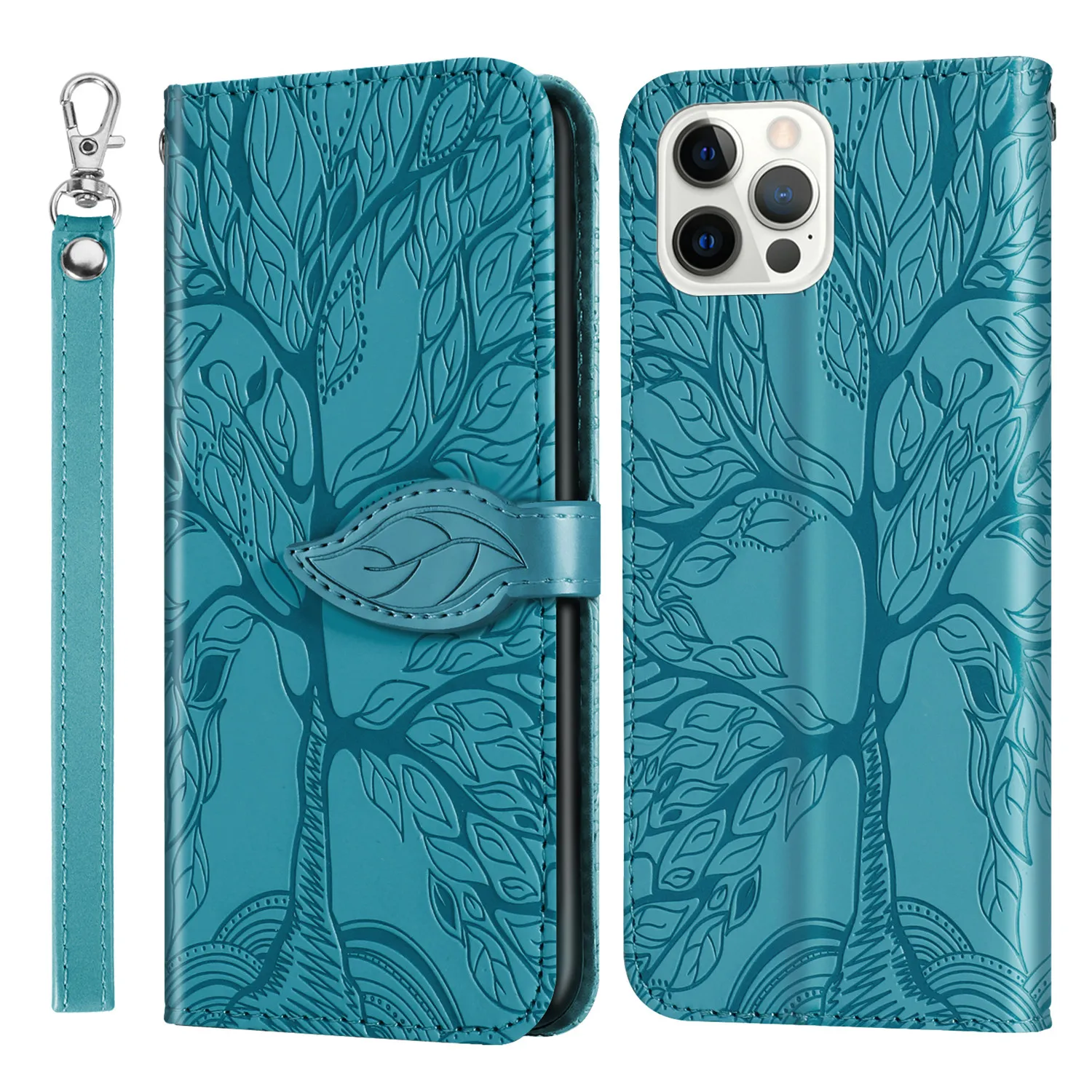 3D Tree Pattern Leather Flip Phone Case For iPhone 13 11 Pro Max 12 Mini XR X XS 6 6S 7 8 Plus SE 2020 Holder Wallet Satnd Cover apple 13 case