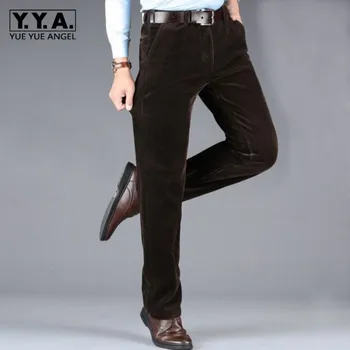 

Winter New Corduroy Pants Men Casual Loose Fit Thicken Warm Trousers Fashion Business High Waist Zipper Striped Pants Oversize