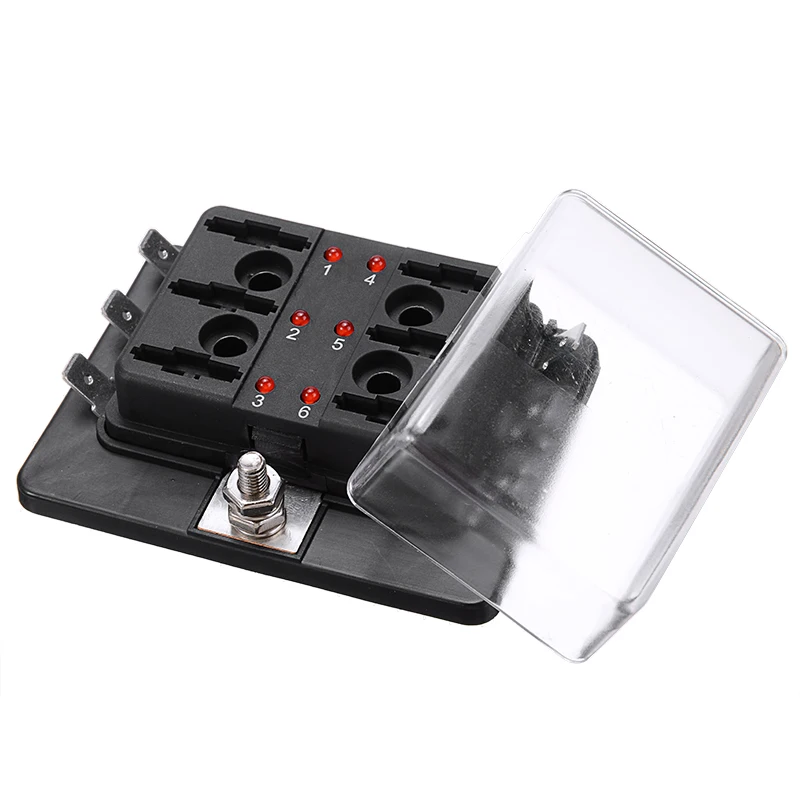 

6 Way 12V 24V Car Circuit Auto Cut Blade Fuse Box Holder 100Amp Fuse Block Panel Board Automotive Fuse Set Universal