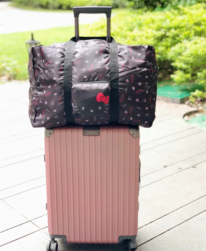Милая мультяшная складная дорожная сумка hello kitty Merlot Tila, дорожная сумка для багажа, сумка для пудинга, Большая вместительная сумка для хранения, XW-8898