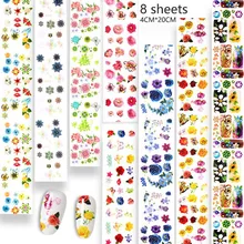 

8pcs Nail Foil Stickers Set Flower Design Pattern Transfer Decal Slider Paper Nail Art Manicure Decorations