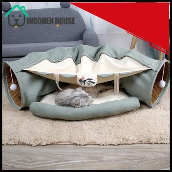 

Collapsible Cat Bed With Tunnel Tube Removeable Pet Interactive Play Toys Sound Paper Ring Bell For Cat Ferrets Puppy