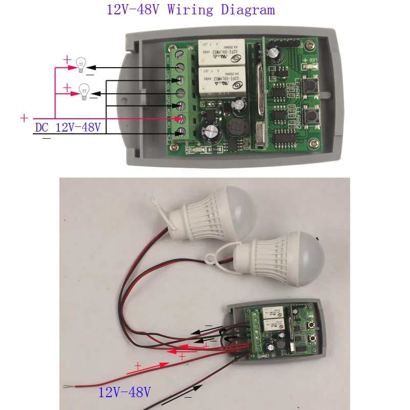 12 V-48 V 24V 2 откатных ворот гаража двери дистанционного Управление переключатель приемник фиксированный код и непрерывно изменяющийся код приемник переключатель 433 МГц/315 МГц