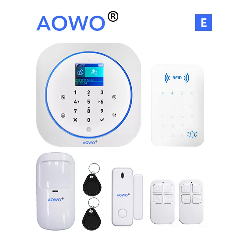 Wi-Fi Tuya Alarm Alexa для домашней безопасности с Google Home Hub APP Голосовое управление ip-камера мониторинг проникновения RFID lcd Touch - Цвет: package E