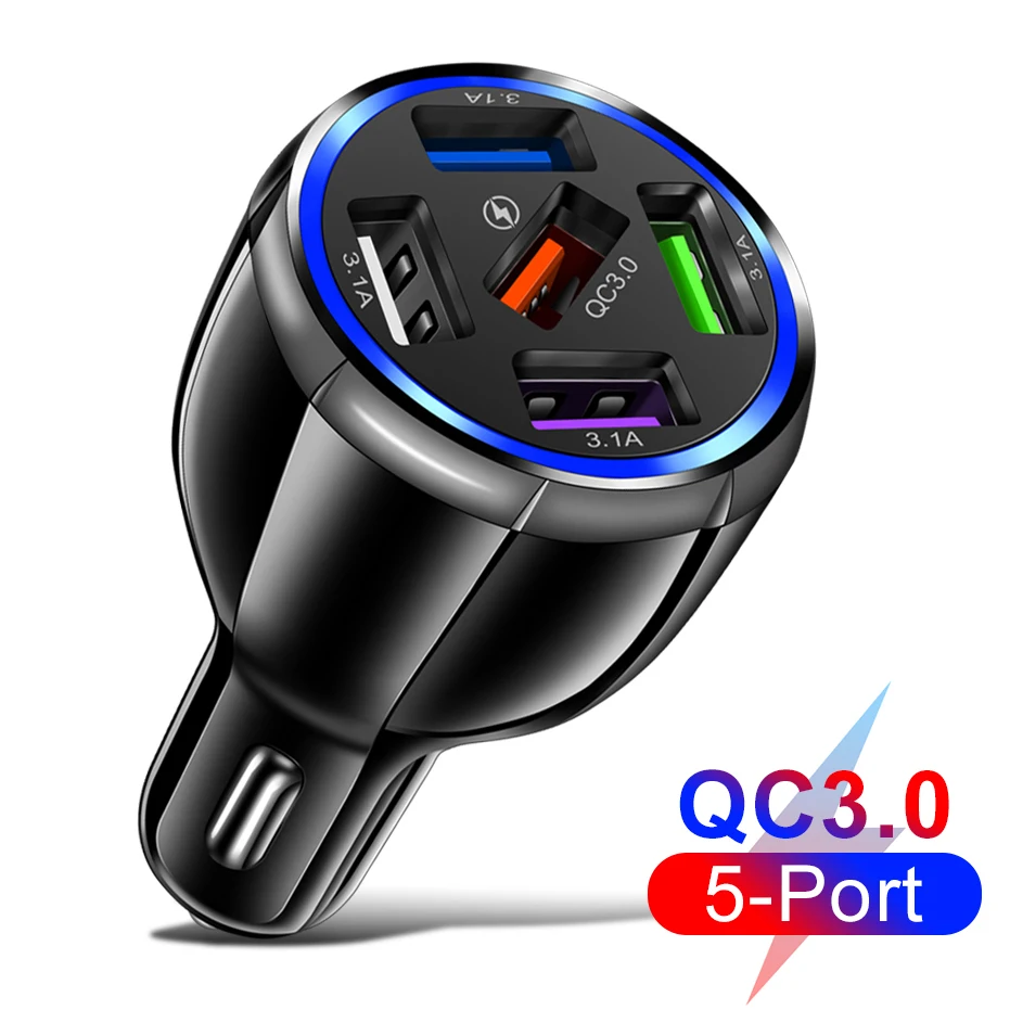 5 Usb Ports Qc3.0 15a Fast Charging Car Cigarette Charger Adapter 5