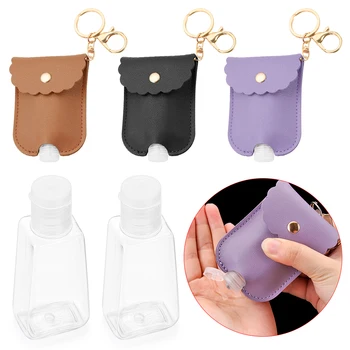 

Hand Sanitizer Keychain Holder Travel Bottle Refillable Containers Flip Cap Reusable Bottles with Keychain Carrier Makeup Tool