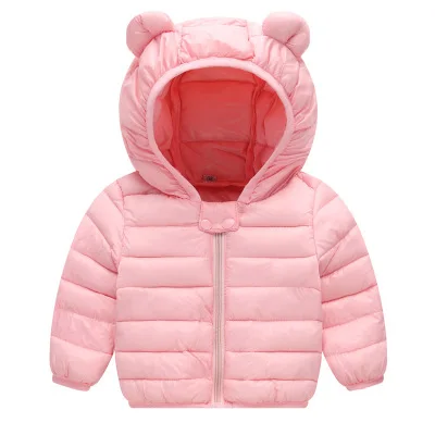Куртка-пуховик для маленьких детей; Детское пальто; Новая Осенняя куртка для мальчиков; верхняя одежда; зимнее пальто с капюшоном для маленьких девочек; одежда из хлопка - Цвет: Розовый