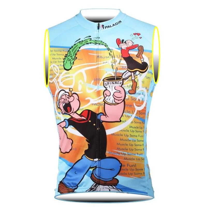 

Popeye Cycling Jerseys cycling vests 2019 Summer Racing Sport Bike Jersey Tops Cycling sleeveless Maillot ropa Ciclismo