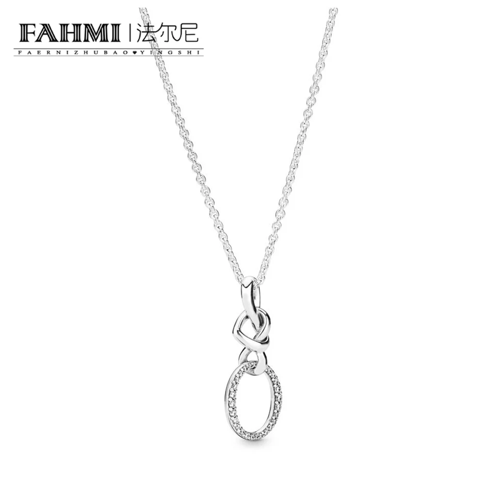 

FAHMI 100% 925 Sterling Silver New 1:1 398078CZ Knotted Heart Necklace Mother's Day Women's Fashion Necklace Personal Jewelry
