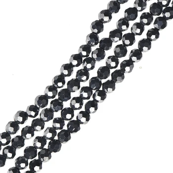 

Brilliant Black 3mm-2mm Terahertz Stone Faceted Health Energy Stone Loose Beads 15inch Making jewelry Gifts H529