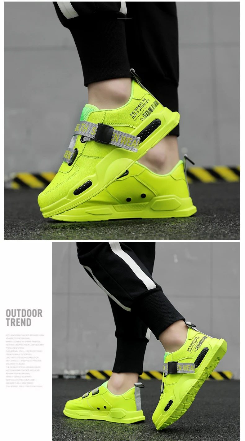 Size 45 Leather Man Casual Shoes Special Buckle Design Fluorescent Flats Men Thick Bottom Dad Sneakers Low Top Letter Shoe Hot