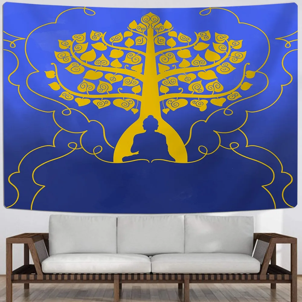 

Gold Tree Tapestry Chinese Buddhish Wall Hanging 3D Print Indian Religion Tapestry Polyester Wall Carpets Home Decor Tapestry