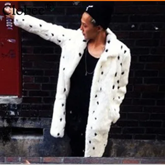 2020 Hot Autumn Winter Thick Furry Men's Mink Overcoat Retro vetement Gothic Print Turn-Down Collar Faux Fur Coat V708 | Мужская