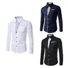 Модные мужские Рубашки, Топы, повседневные тонкие однотонные рубашки с длинным рукавом, рабочая блуза с воротником с лацканами, весна-осень, одежда для отдыха, рубашка