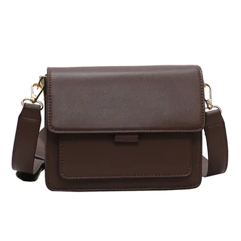 

Women's solid color Leather Messenger Bag New Travel Handbags Bag Simple Retro shoulder Crossbody Bags ladies clutch Bag purse