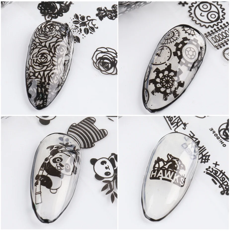 Black Nail Foil Butterfly Flower 3