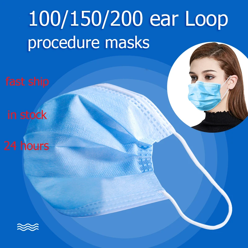 

200PCS Anti-Pollution 3 Laye Mask dust protection Masks Disposable Face Elastic mask Ear Loop Disposable Dust Filter Safety Mask