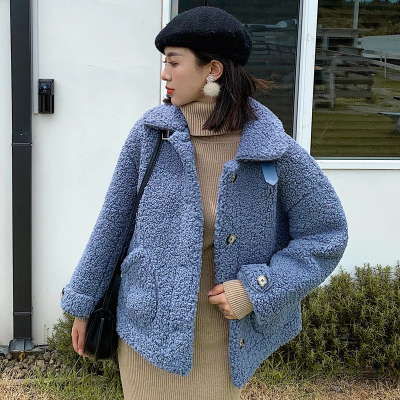 

Control 145 Photo Shoot 2019 Autumn And Winter New Style Fashion ke li rong Lambs Wool Thick Fur Short WOMEN'S Coat