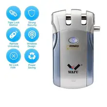 Wafu WF-018 Electric Door Lock Wireless Control With Remote Control Open & Close Smart Lock Home Security Door Built-in Alarm