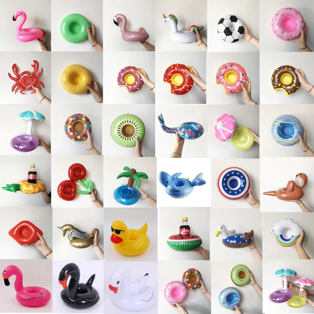 

Mini Coconut Tree Animal Shape Inflatable Water Swimming Pool Drink Cup Stand Holder Float Toy Coasters For Beverage Bottle