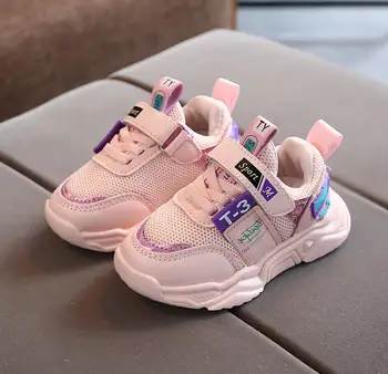 

Spring Summer New Soft Cotton Breathable Kids Shoes Sneakers Pink White Girls Shoes Rubber Sole Anti Slip Sports Shoes Sneaker