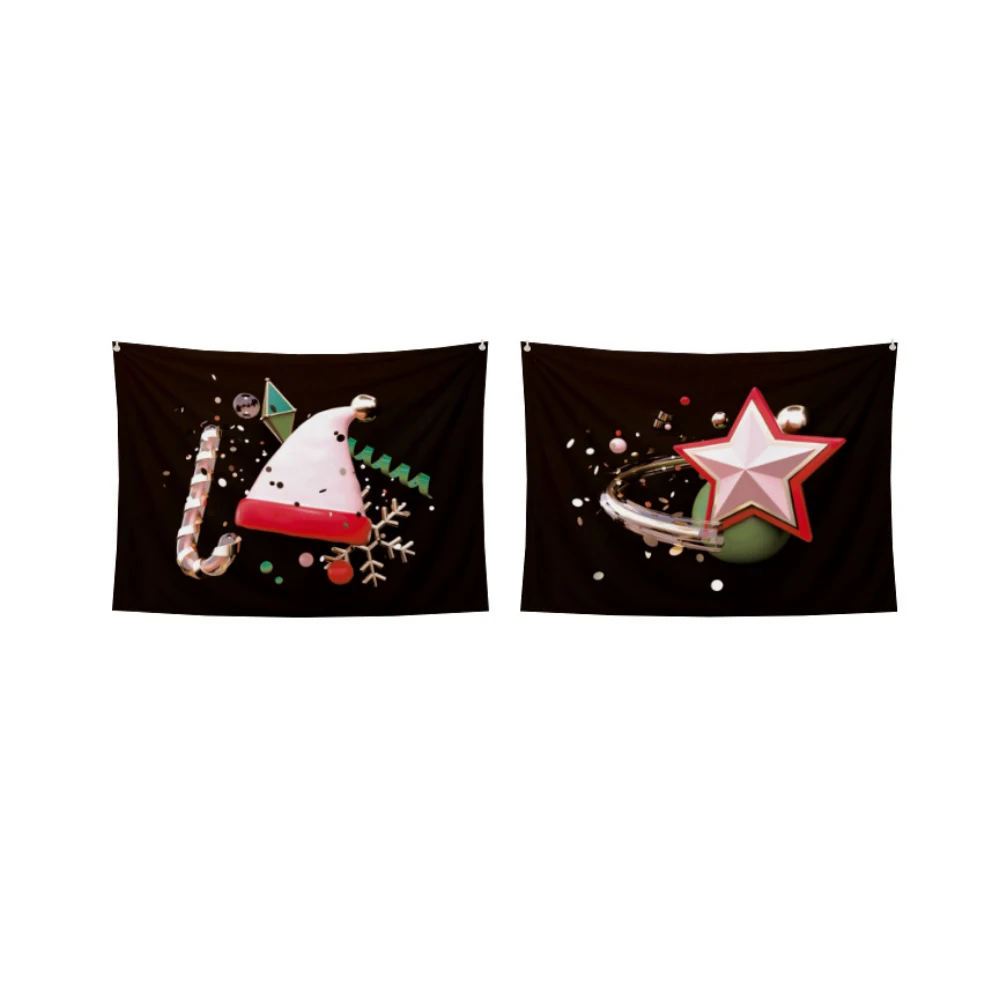 

2x Christmas Tapestry Wall Tapestry Christmas Santa Wall Hanging Winter Scenery Tapestries For Party Livingroom Bedroom Decor #4