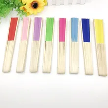 80 шт./лот, индивидуальный Свадебный Шелковый веер с разноцветными тканевыми ручные складные веера, печать на заказ, вечерние украшения для улицы