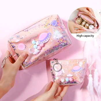 

Kawaii Star Pencil Case Glitter Laser Makeup Case Large Capacity Pencilcase for Girl Cosmetic Storage Bag School Pencil Pouch
