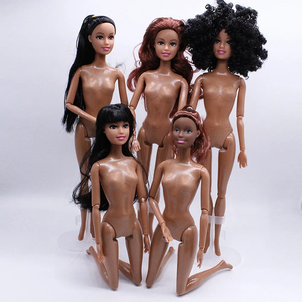 

29CM Black Brown Doll Body + Head+Hair 11 Joints African Doll Nude Beauty Black Skin Humanoid Doll Children's Girl Girl Toy Gift