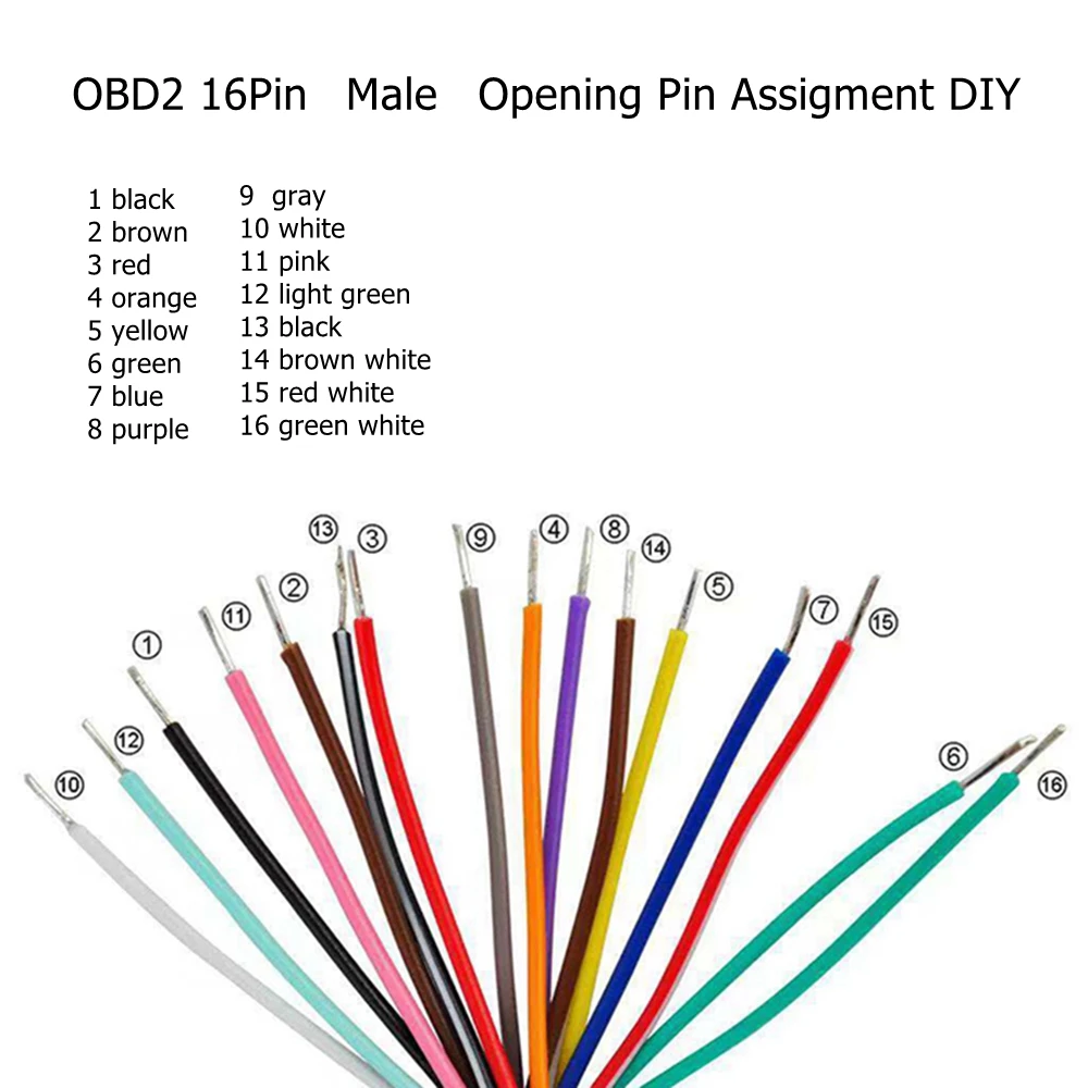 OBD2 16Pin мужской разъем для ELM327 удлинитель адаптер кабель OBDII EOBD (система бортовой
