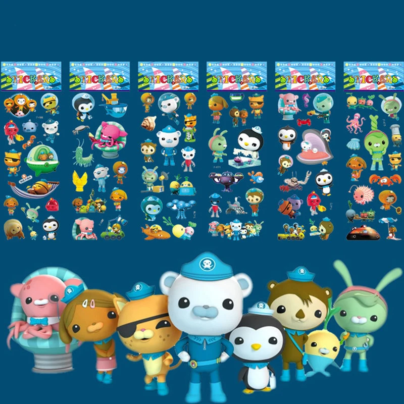 6 12pcs Octonauts 3d Anime Figure Cartoon Toy Stickers Different Models Action Character Children S Rewards Bubble Sticker Aliexpress