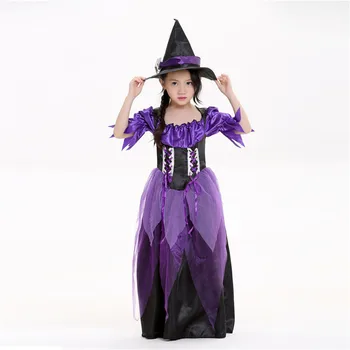 

Witch costume Kids Halloween costumes children suit gauze female witch clothes