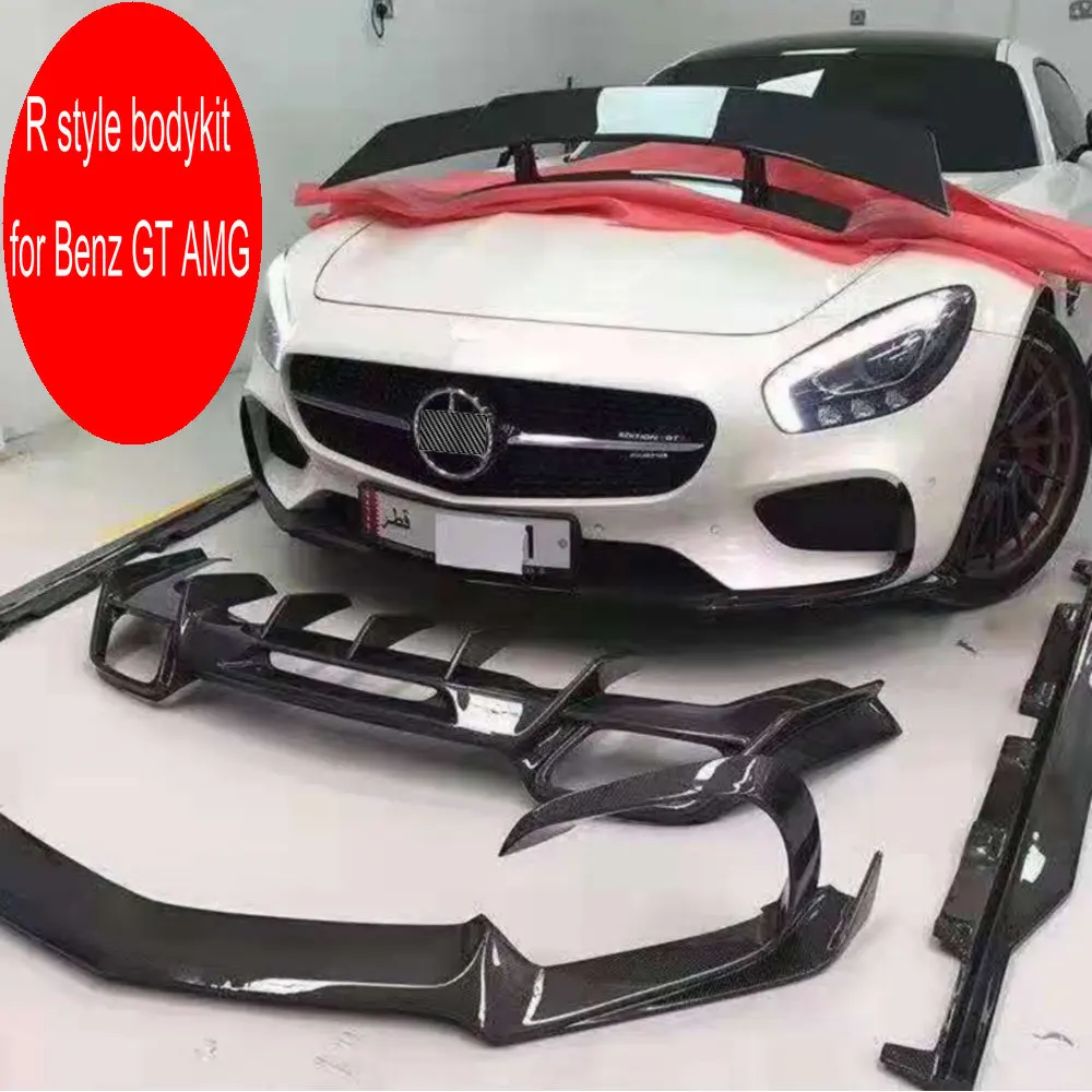 R style bodykit front lip + rear bumper diffuser spoiler side skirts auto car carbon fiber body kits for Benz GT AMG | Автомобили и