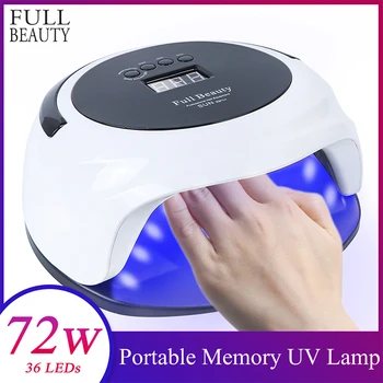 

72W Memory Timer Nail Dryer Led UV Portable Lamp Curing For All Gel Polish LCD Display Nail Art Manicure Machine Tool SUN X2plus