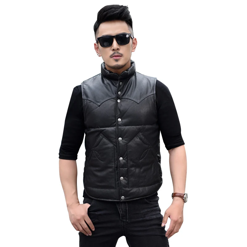 Gratis Verzending. brand New Warm Geitenleer Vest, Lederen Kleding. witte Eend Donsjack, Mode Stijl Jas. verkoop Gratis Verzending. brand New Warm Geitenleer Vest, Lederen Kleding. witte Eend Donsjack, Mode Stijl Jas. verkoop